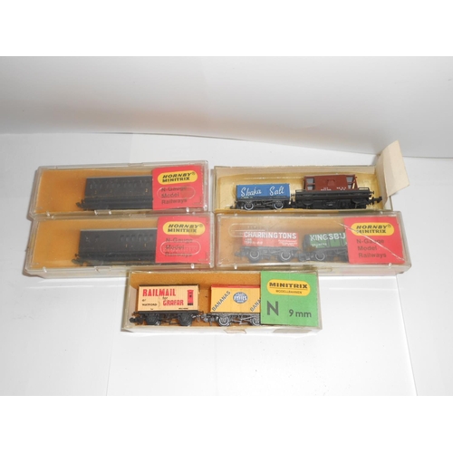 352 - A Minitrix railway engine and a selection of rolling stock comprising:- four Rivarossi, seven Lima, ... 