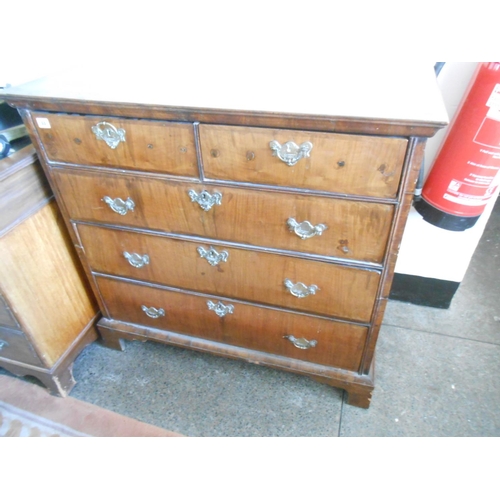 44 - A Queen Anne style mahogany and crossbanded straight front chest fitted two narrow and three wide dr... 