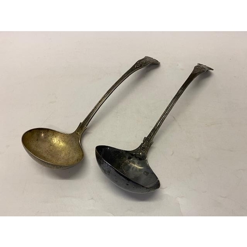 150 - Two silver plated soup ladles with Kings pattern handles