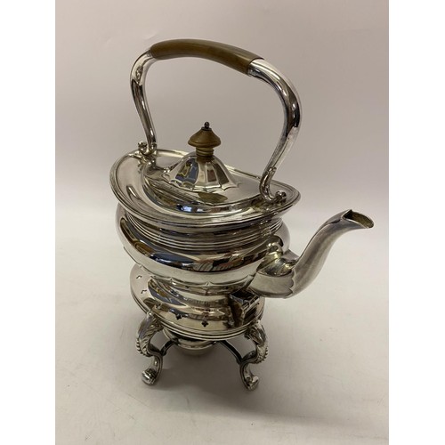 183 - A Georgian design silver plated tea kettle on stand, complete with burner