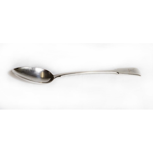 151 - A George III silver basting spoon with griffin crest to the handle - London 1816, makers marks for J... 