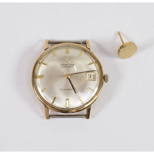 165 - A gentleman's Certina automatic Blue Ribbon wristwatch in a gold coloured metal case with engraved i... 