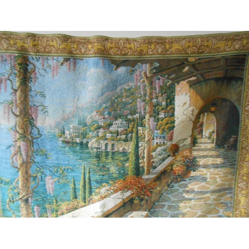 2 - A Hines of Oxford machine made wall hanging entitled Veranda In Capri and one other Crave Flemish ma... 