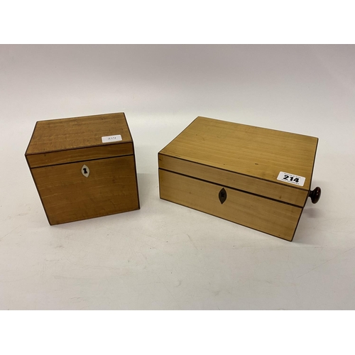 214 - A 19th Century satinwood box with turned wood knob handles to each end - 8in. wide and a Georgian sa... 