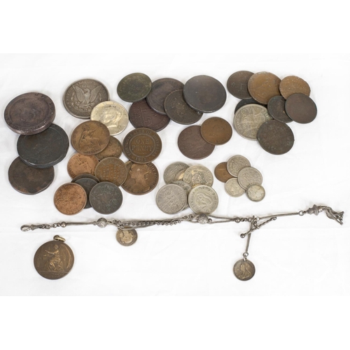 230 - A selection of coins including cartwheel pennies etc..