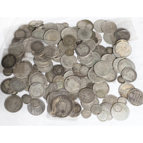 232 - A selection of pre 20 silver coins including Victorian and Edward VII rupees