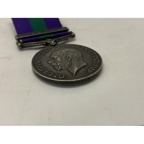 253 - A George V General Service medal with Iraq bar awarded to D 29842 Pte F. Ainsworth 1-D GDS