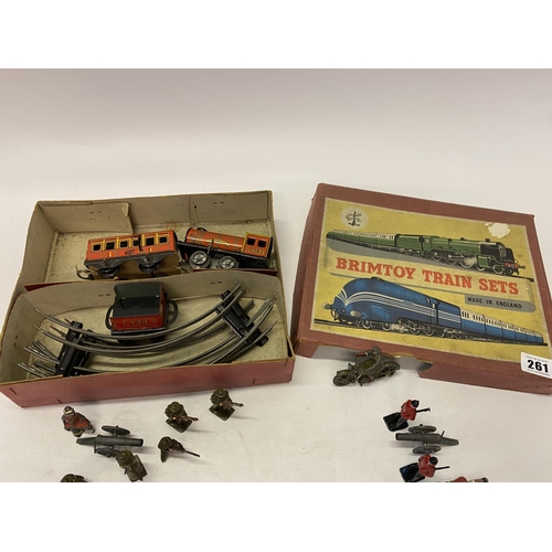 261 - A Brimtoy train set, boxed and a small quantity of painted lead soldiers