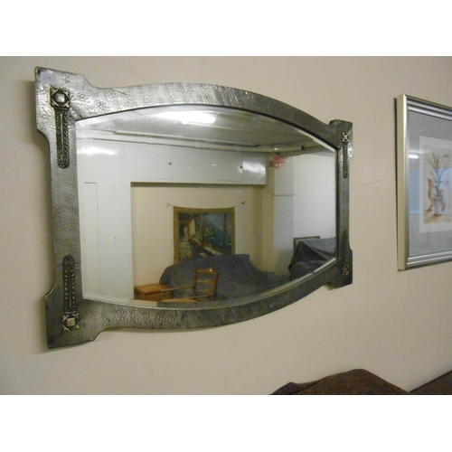 59 - A rectangular wall mirror in a gilt style leaf scroll frame and a wall mirror in a pewter frame - 35... 