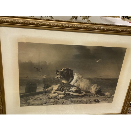 9 - Two large Victorian black and white prints entitled 'Saved', framed and glazed - 20in. x 31in. and t... 