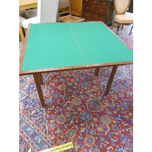 52 - A mahogany and crossbanded card table with rectangular top, on square legs with pierced supports - 3... 