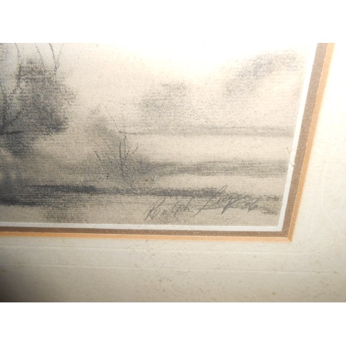 11 - Ralph Leaper.  A charcoal drawing - Old Willows Braemore, mounted, framed and glazed - 10in. x 16in.