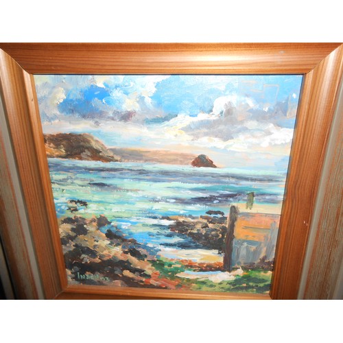 14 - Chris Insoll.  Oils on board - The Porth, framed - 6 1/2in. square