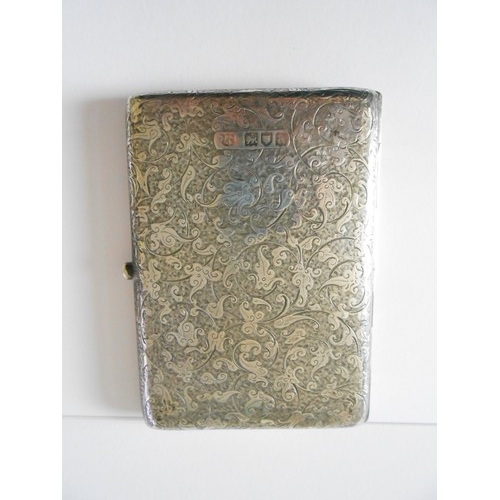 180 - A Victorian silver cigarette case with all over engraved decoration of flowers and leaves - London 1... 