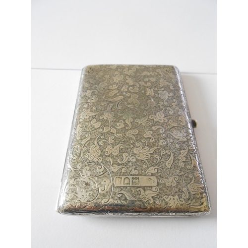 180 - A Victorian silver cigarette case with all over engraved decoration of flowers and leaves - London 1... 