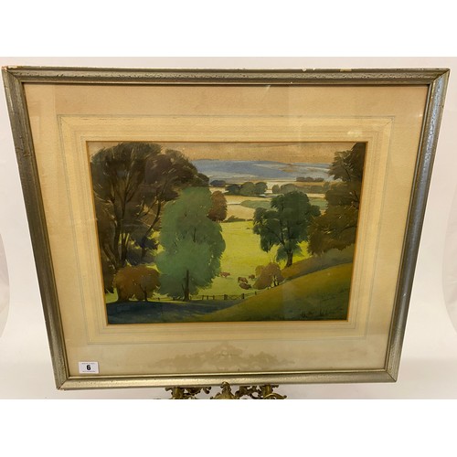 6 - Clarence Woodburn.  A signed watercolour - Croxall, mounted, framed and glazed - 11in. x 14 1/2in.