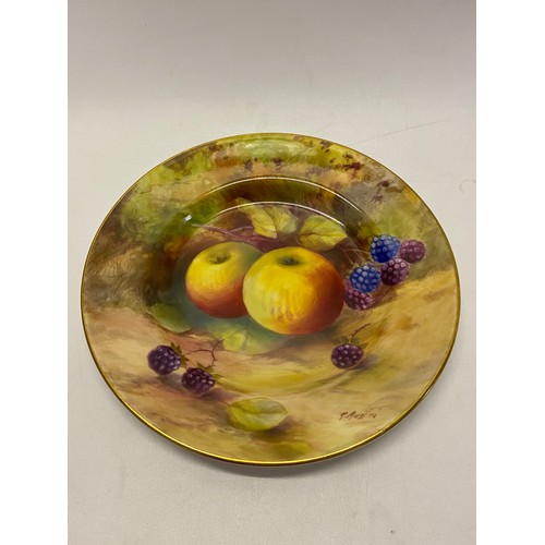 159 - A Royal Worcester plate painted apples and blackberries signed R Austin - 6 1/4in. dia. (puce mark)