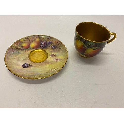 164 - A Royal Worcester cup painted apples, pear and blackberries, signed E.Townsend (puce mark) and sauce... 