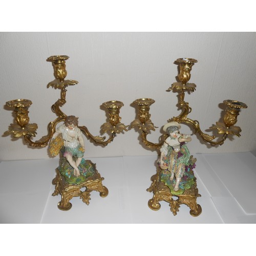 187 - A pair of 18th Century Derby style porcelain figures, male and female, he with basket of corn, she w... 