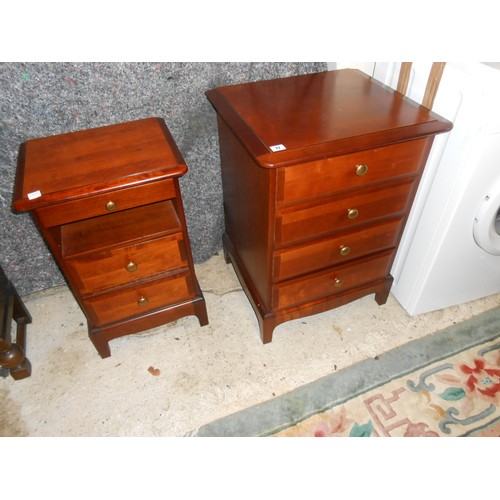 77 - A Stag cherrywood chest fitted four drawers - 21in. wide and a matching bedside cabinet fitted drawe... 