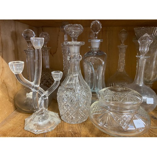 196 - A quantity of glass including decanters, wines, vases etc..