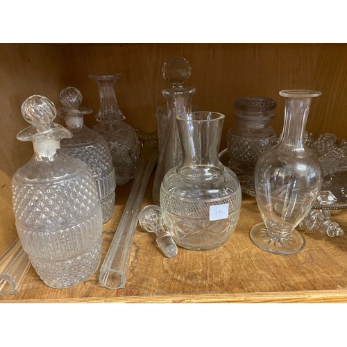 196 - A quantity of glass including decanters, wines, vases etc..