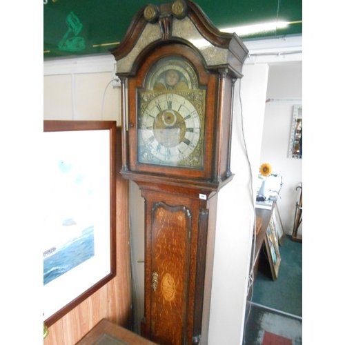 60 - A 19th Century longcase clock by James Sandford Manchester with moonphase to the arch, silvered chap... 