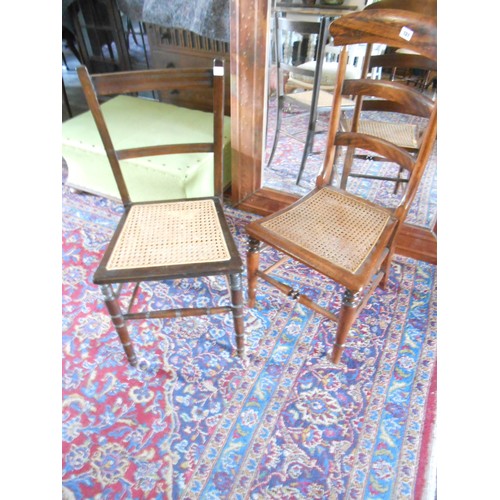 131 - An Edwardian mahogany and inlaid bedside cabinet fitted panelled door, on square legs - 22in. wide, ... 