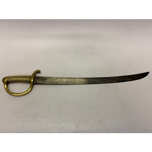 303 - An antique Artillery sabre with brass handle and curved blade