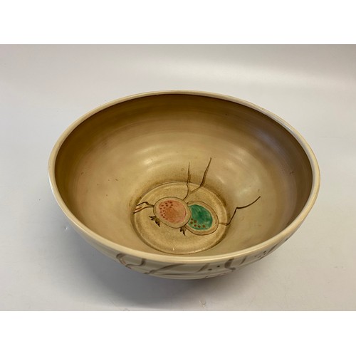 139 - A Clarice Cliff bowl of ribbed form decorated Passion Fruit - 9 1/2in. dia.