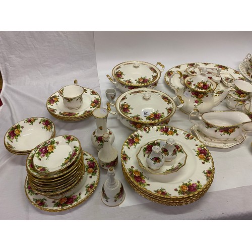 92 - A quantity of Royal Albert Old Country Rose pattern dinner and teawares