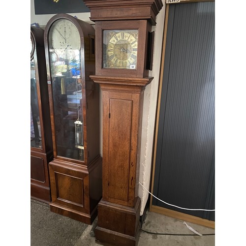 58 - A longcase clock by Miller of Chichester, square brass dial, thirty hour movement, in an oak case