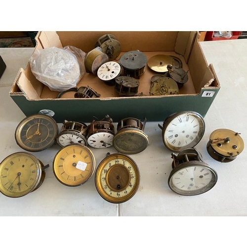 81 - A large collection of French and other clock movements and dials