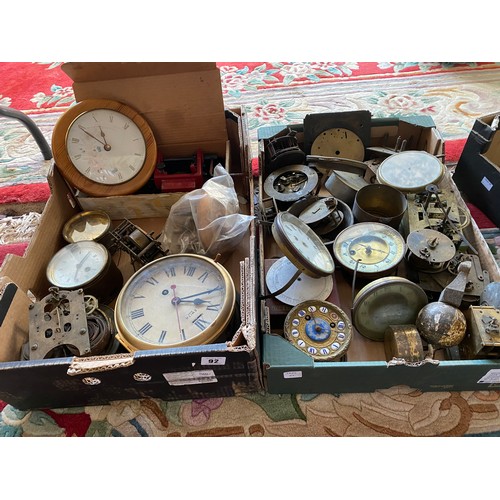 92 - A Smiths ships clock and a quantity of clock movements various