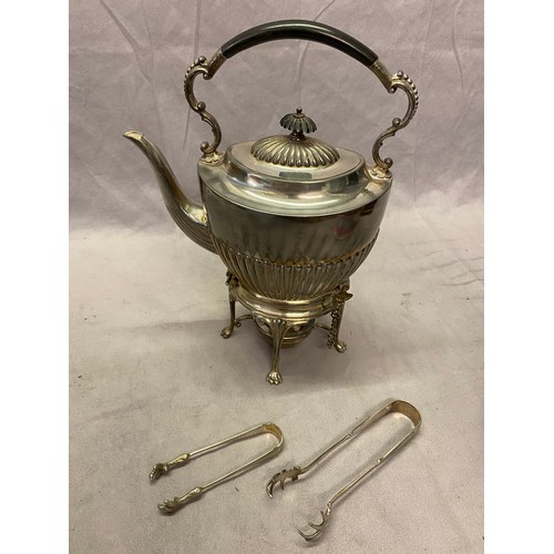 260 - A selection of silver plated items including a glass claret jug with plated mounts, a double handled... 