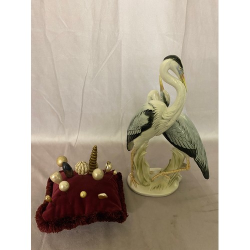 118 - A Karl Ems model of two herons on oval base - 
13in. high and a collection of Victorian and later ha... 