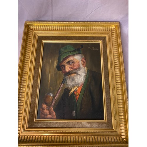 8 - Fritz Muller Munchen.  A signed oils on panel - Head and shoulders portrait of an Austrian gentleman... 