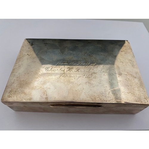 206 - A Walker and Hall rectangular silver cigarette box - Sheffield 1949 - 5 3/4in. x 4 3/4in. x 1 3/4in.... 