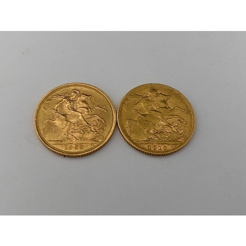 233 - Two gold sovereigns dated 1910 and 1958

Please note buyers premium does not apply to this lot