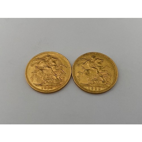 236 - Two gold sovereigns dated 1902 and 1909

Please note buyers premium does not apply to this lot