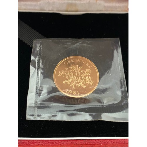 240 - A Guernsey 1981 One Pound gold proof coin in original box with certificate