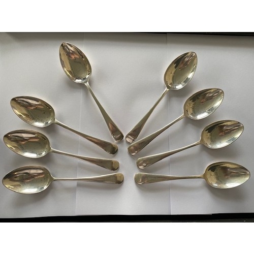 212 - A canteen of Viners silver flatware comprising:- eight soup spoons, four table spoons, eight dessert... 