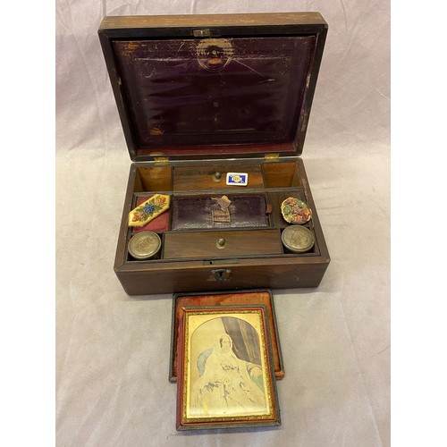 273 - A 19th Century rosewood sewing/jewellery box, the interior with removable tray, lidded pots etc.. an... 