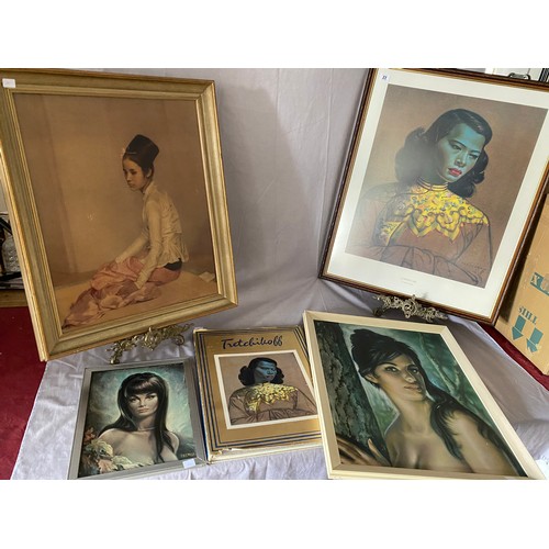 22 - A coloured print after Tretchikoft entitled Chinese Girl, framed and glazed, Tretchikoft by Howard T... 