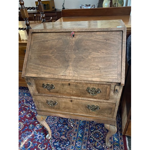 39 - A French chest fitted two narrow and two wide drawers - 40 1/2in. wide, a walnut veneered bureau wit... 