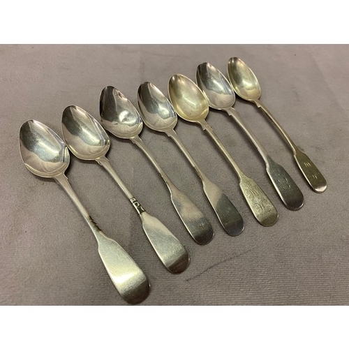 144 - A set of four Irish silver teaspoons - Dublin 1821, makers marks for Samuel Neville, a pair of Victo... 