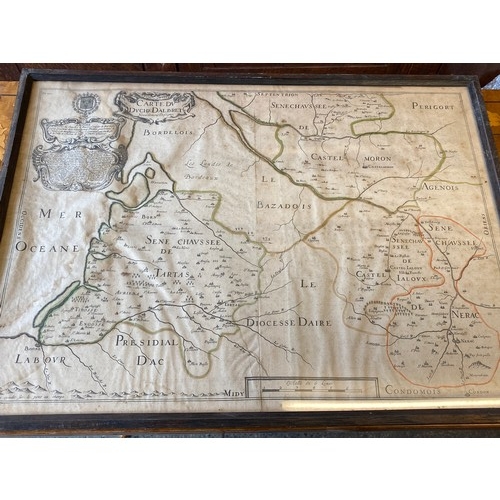 14 - A 17th Century map of Orleans by G Sanson Geographie Ordinaire Du Roy, framed and glazed - 17in. x 2... 