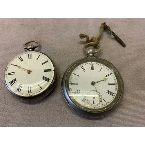 254 - A gentleman's pocket watch, white enamel dial, in a plain silver case with vacant cartouche and one ... 