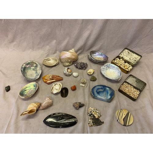 297 - A collection of shells, an amethyst geode etc..