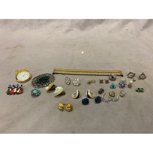 256 - A selection of silver, enamel and other earrings and a small selection of costume jewellery